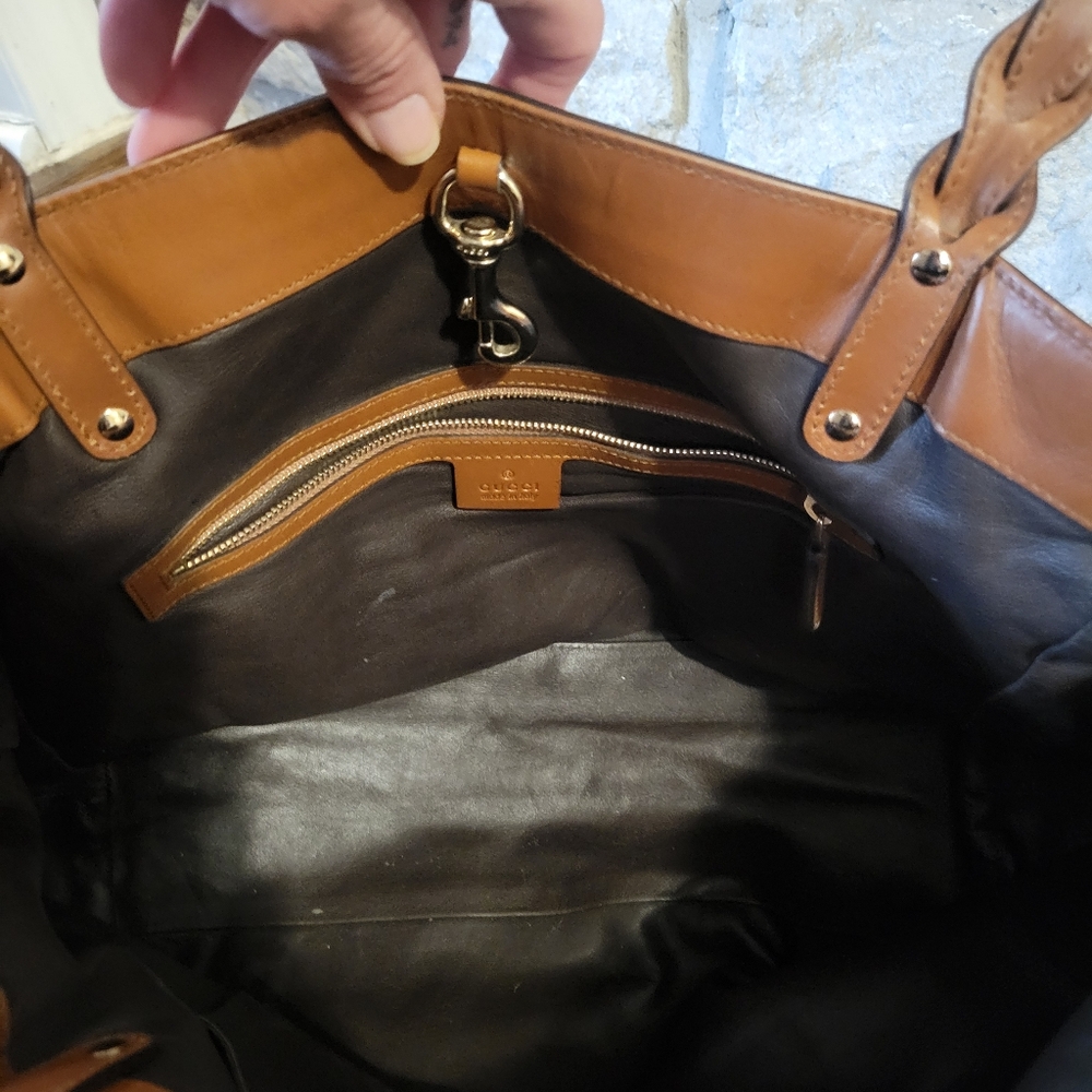 Gucci Beige/Brown Python Bag with Leather Tote - Picture 11 of 14